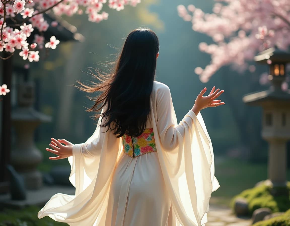 Cherry Blossom Celestial Maiden Dance – AI Image Prompt