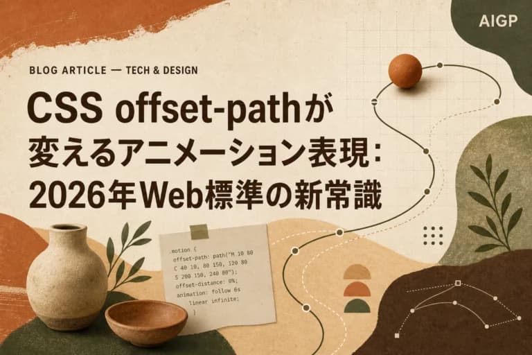 CSS offset-pathアニメーション作例：2026年Web標準プロンプト集