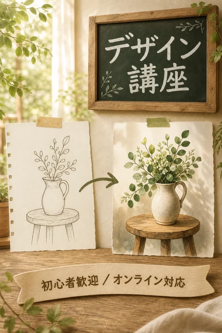 デザイン講座LP｜ビフォーアフター作例・AI生成プロンプト