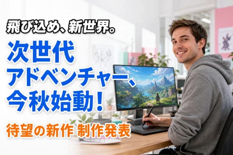 新作ゲーム発表サムネイルのAI生成作例【プロンプト付き】