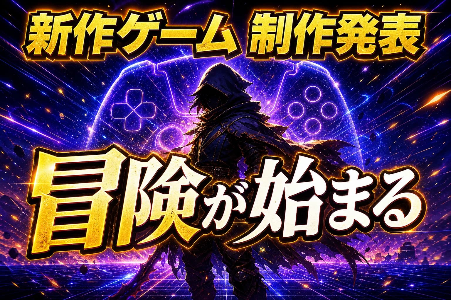 新作ゲーム発表サムネイル｜AI生成プロンプト作例