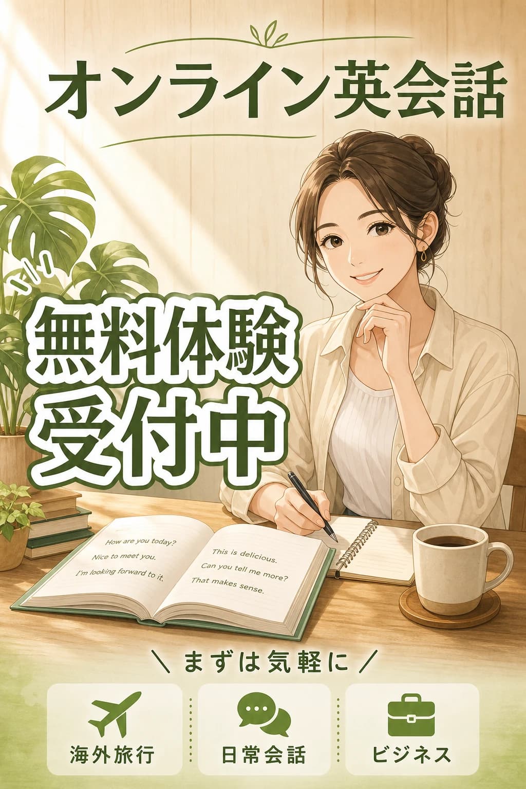 Online English Trial Banner – AI-Generated 9:16 Prompt Example
