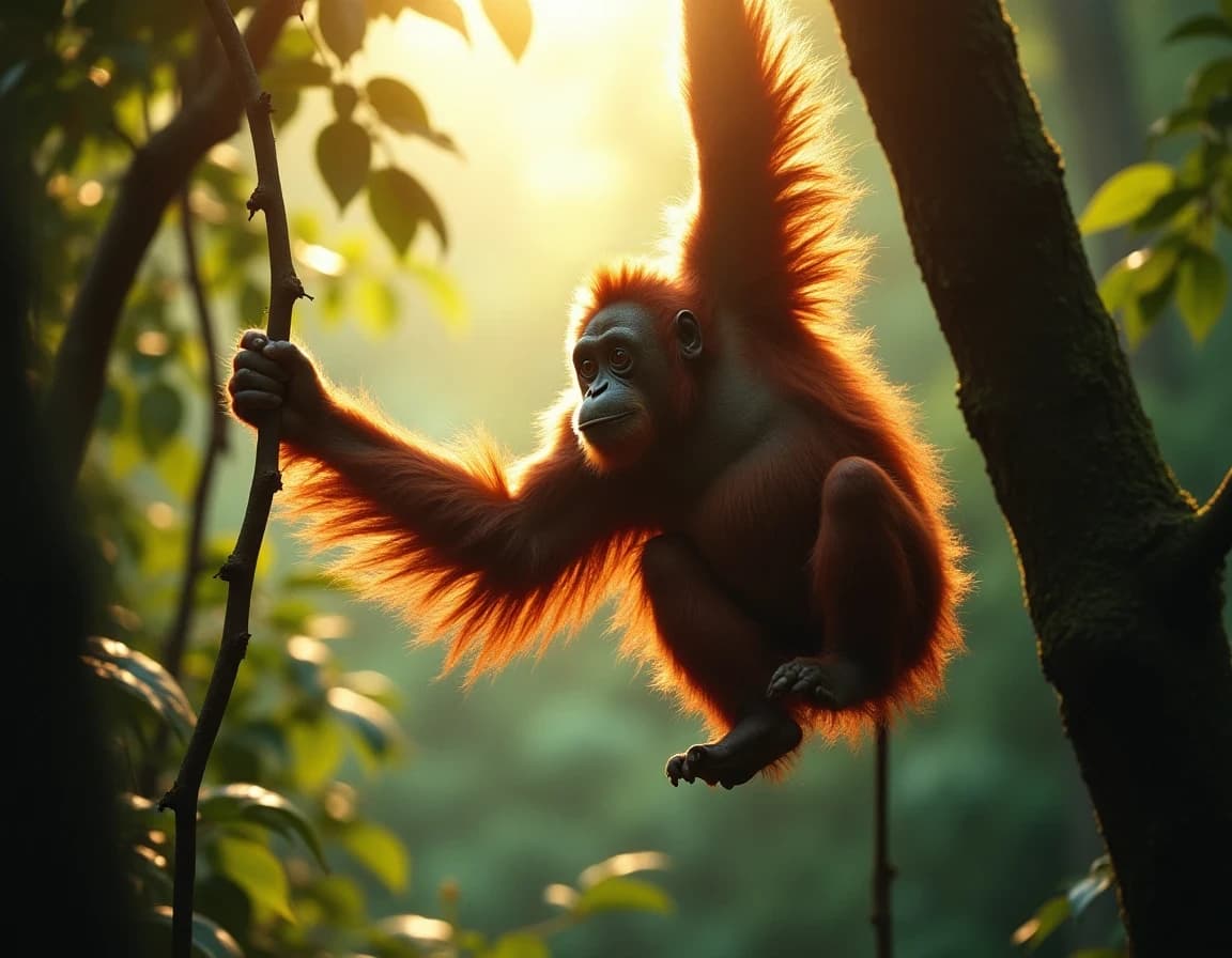Orangutan Rainforest Canopy — AI-Generated Wildlife Photo Prompt