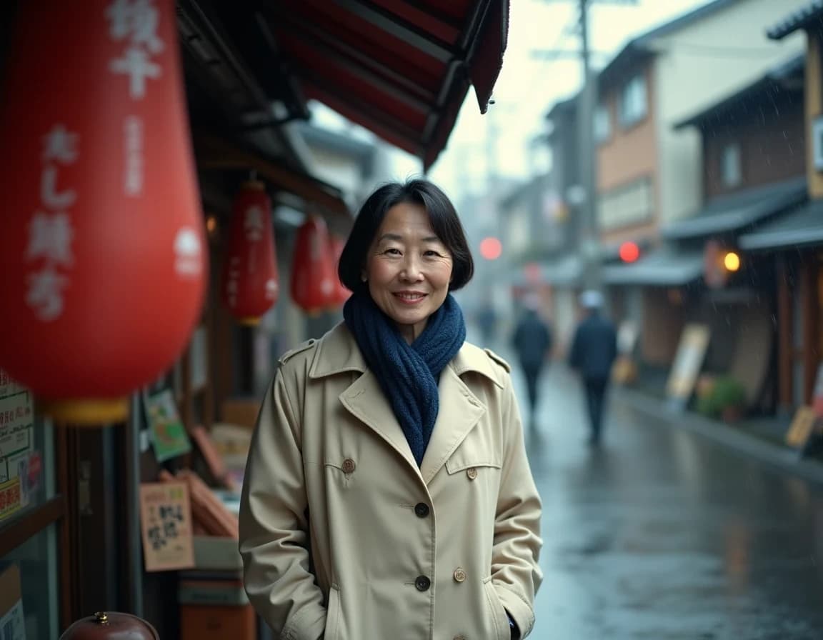 Paragüería en Kioto lluvioso – prompt foto IA estilo documental