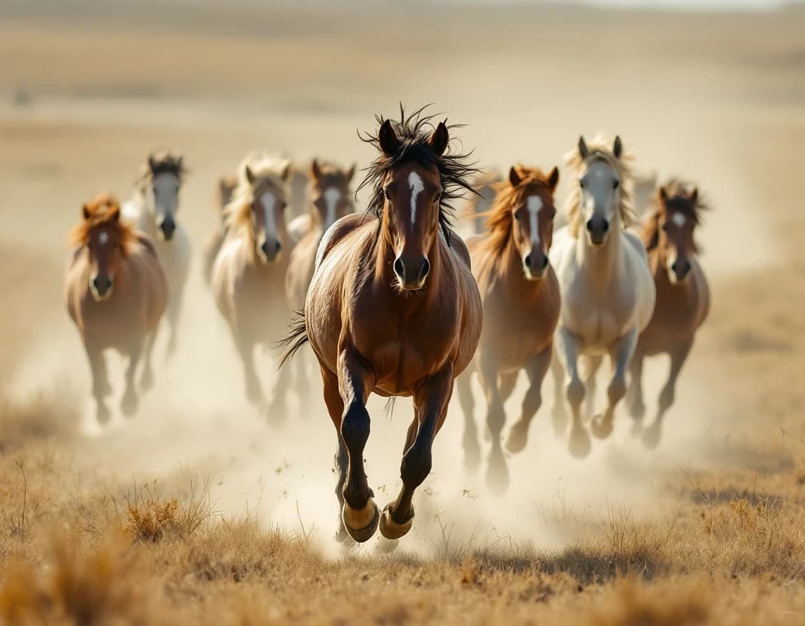 Caballos salvajes en la llanura – prompt generado con IA