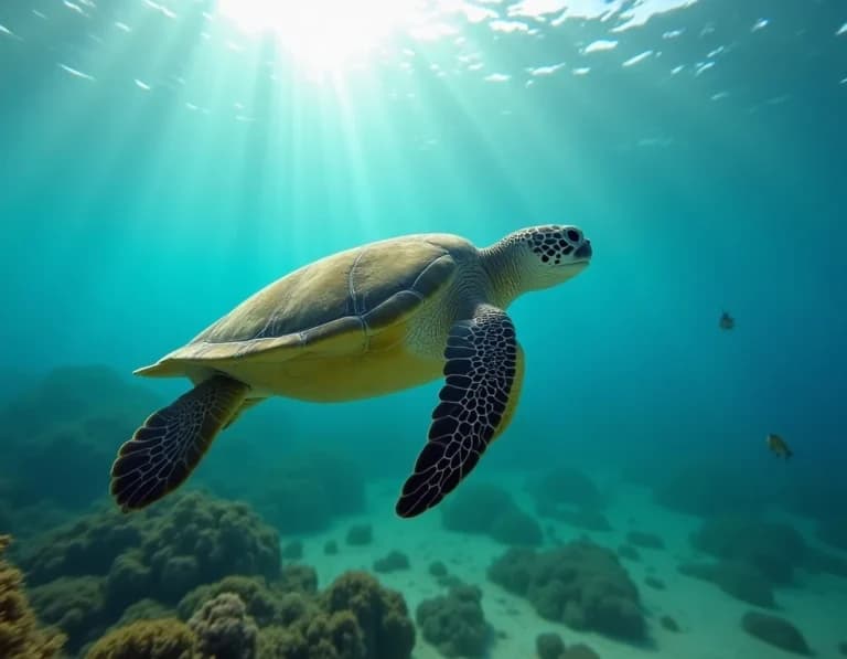珊瑚の光、青に溶ける