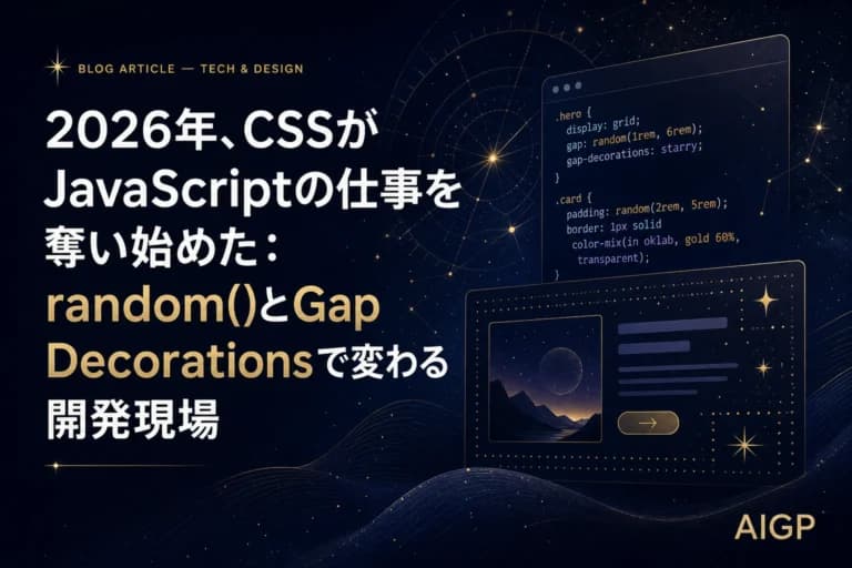 2026年、CSSがJavaScriptの仕事を奪い始めた：random()とGap Decorationsで変わる開発現場