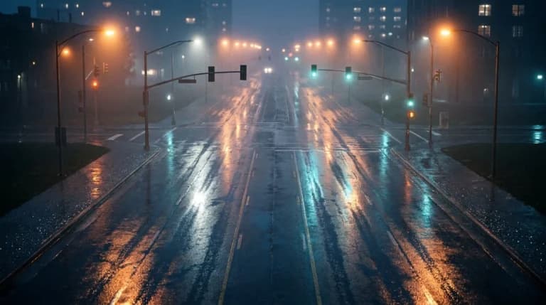 鏡面を歩け — 灯りが砕ける夜の街