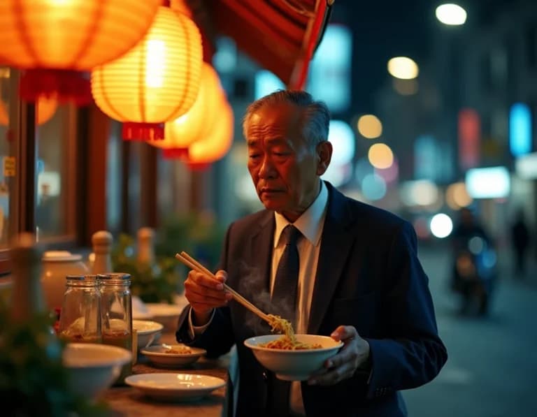湯気と提灯、夜更けの一杯