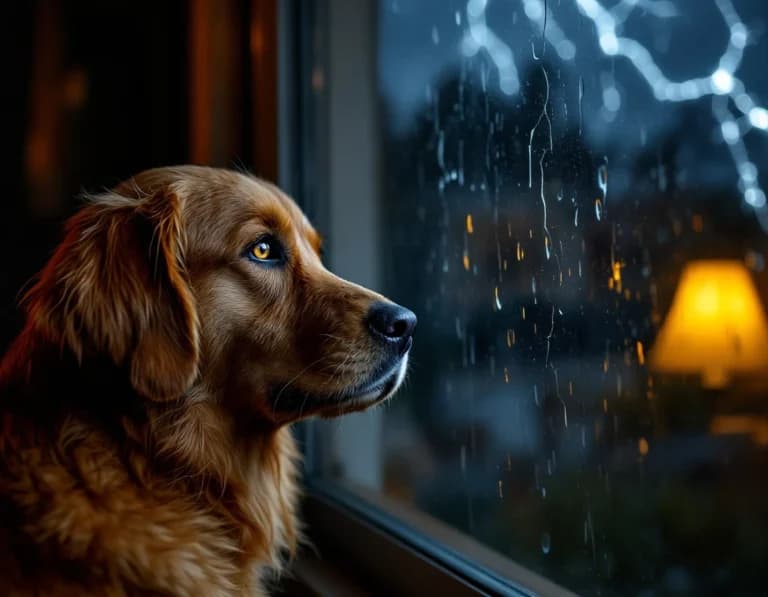 雷光、窓辺の金の瞳