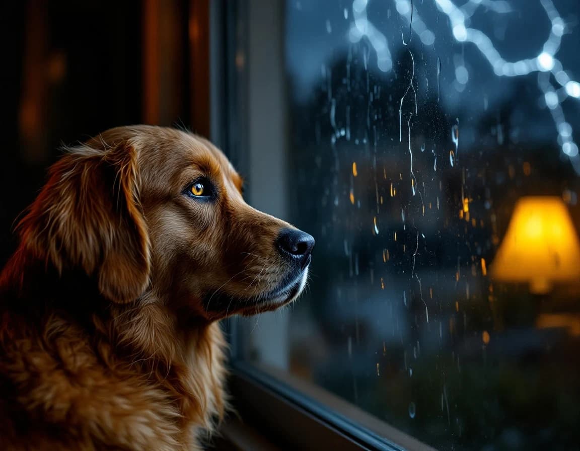 雷光、窓辺の金の瞳