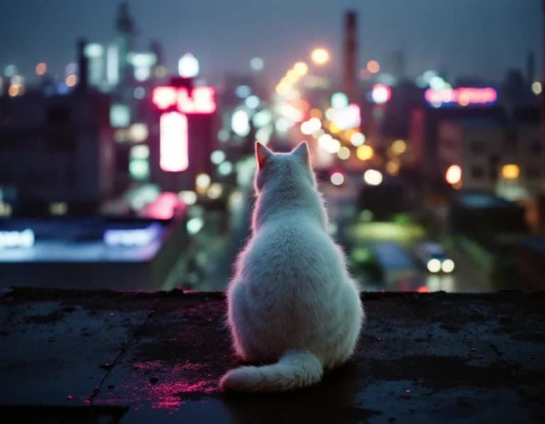 ネオンを見下ろす、白い背中