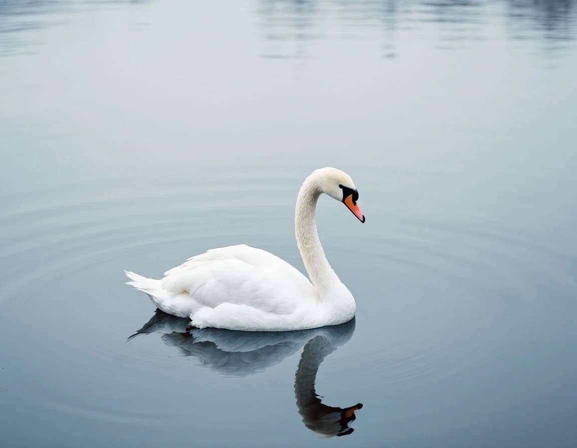 AI Image Prompt for a Solitary Swan on a Mirror-Like Pond | Reflection