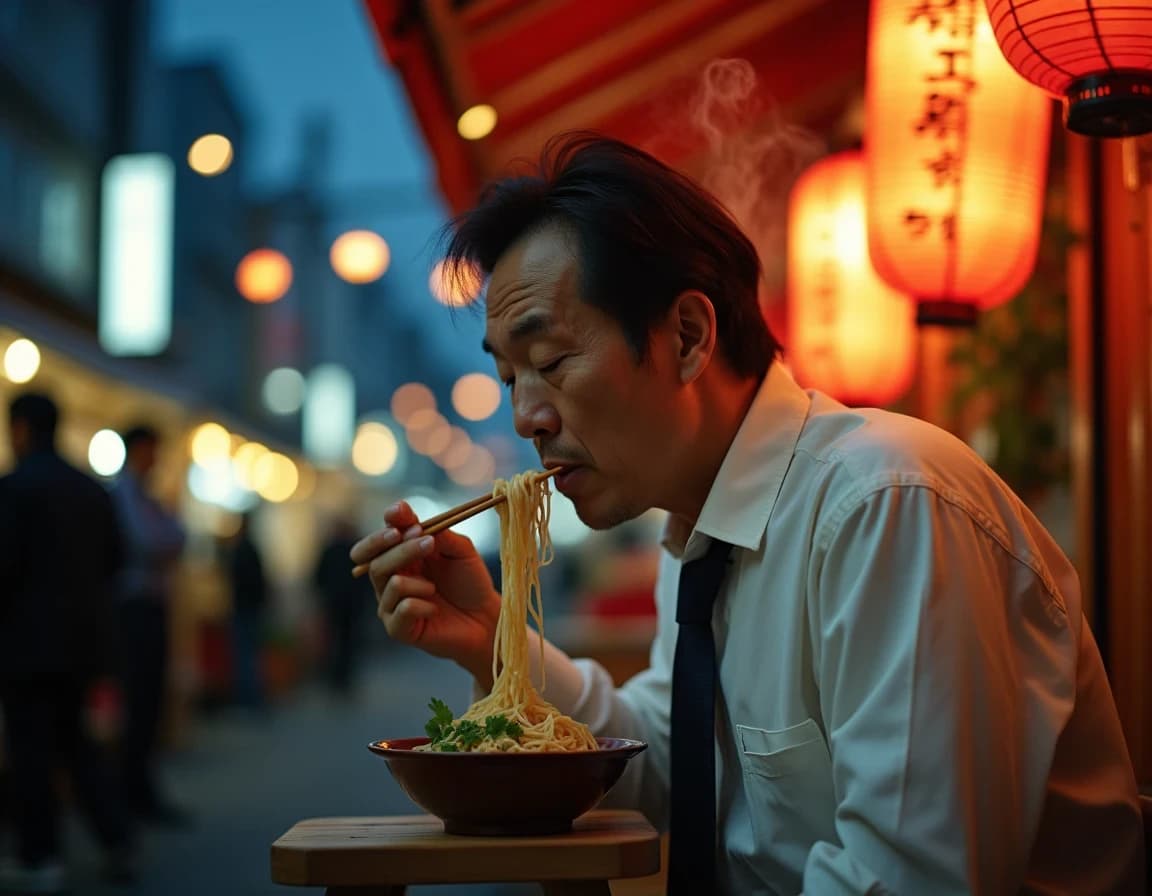Night Market Ramen for Office Worker - AI Image Prompt