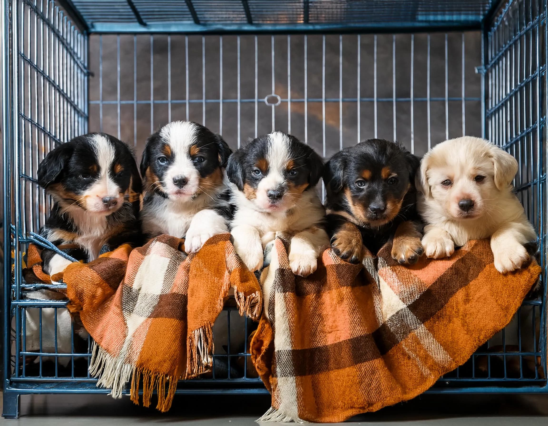 Prompt IA: Cachorros en jaula esperando rescate