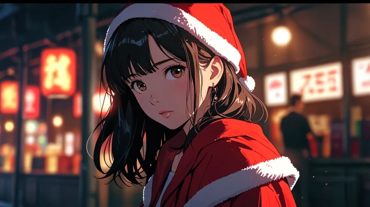 Chica con traje de Santa generada con IA: prompt imagen