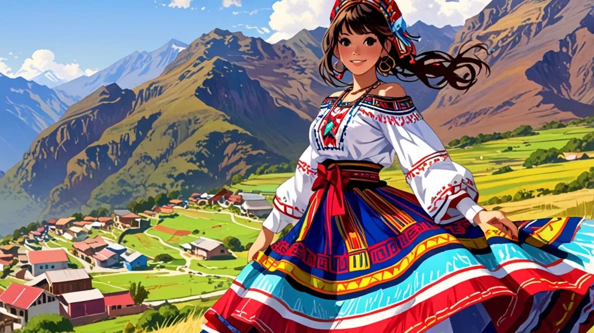 Prompt IA: Mujer con Pollera Peruana Tradicional