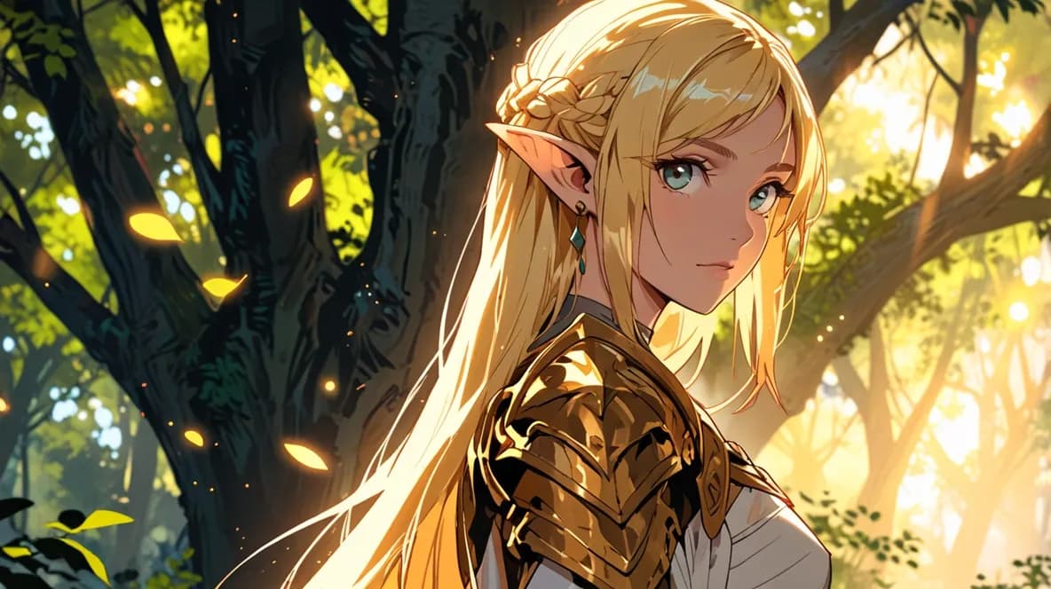 Elfa de cabello dorado: imagen generada con IA
