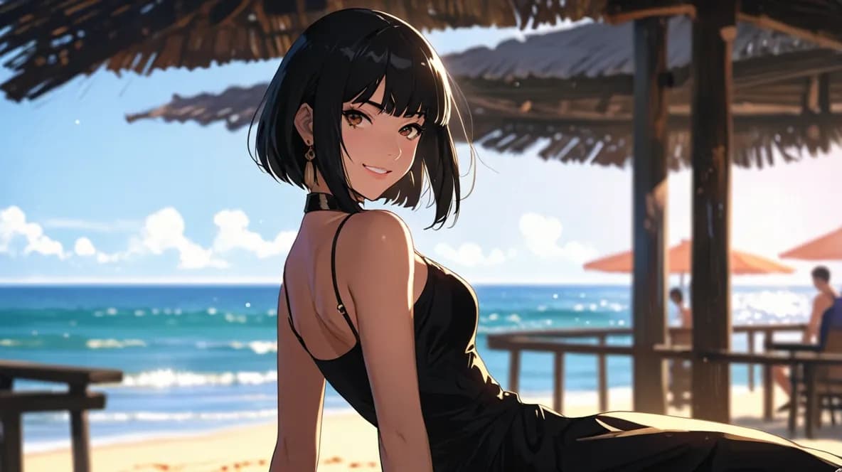 Mujer en la playa: prompt IA estilo egipcio con ejemplo real