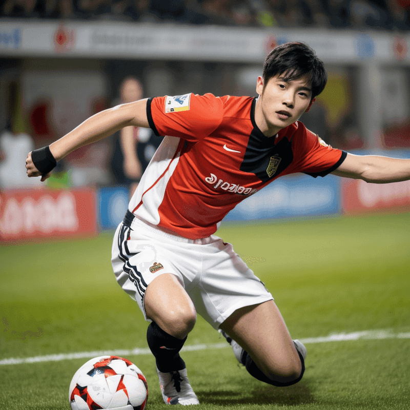 Prompt IA: Imagen realista de futbolista coreano