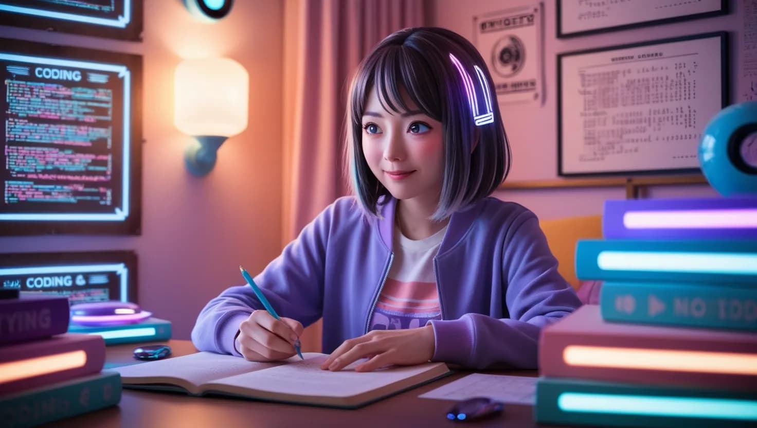 プログラミングを勉強する女の子