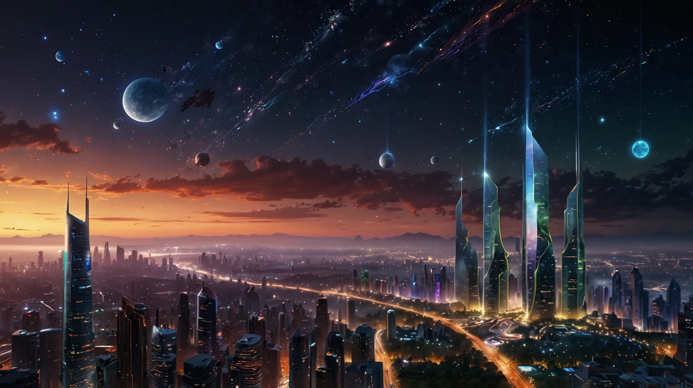 幻想的な未来世界をあらわす画像