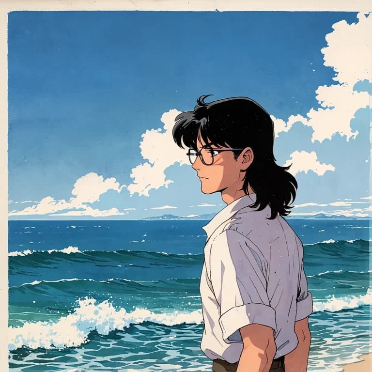 アニメ風の眼鏡をかけた男性