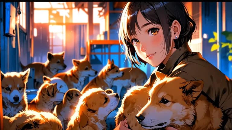 動物保護をする女性