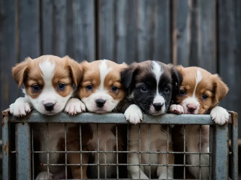 保護を待つ子犬たち