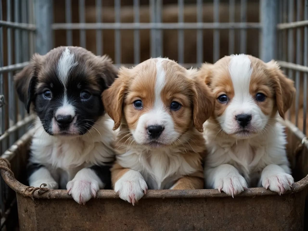 保護を待つ子犬たち