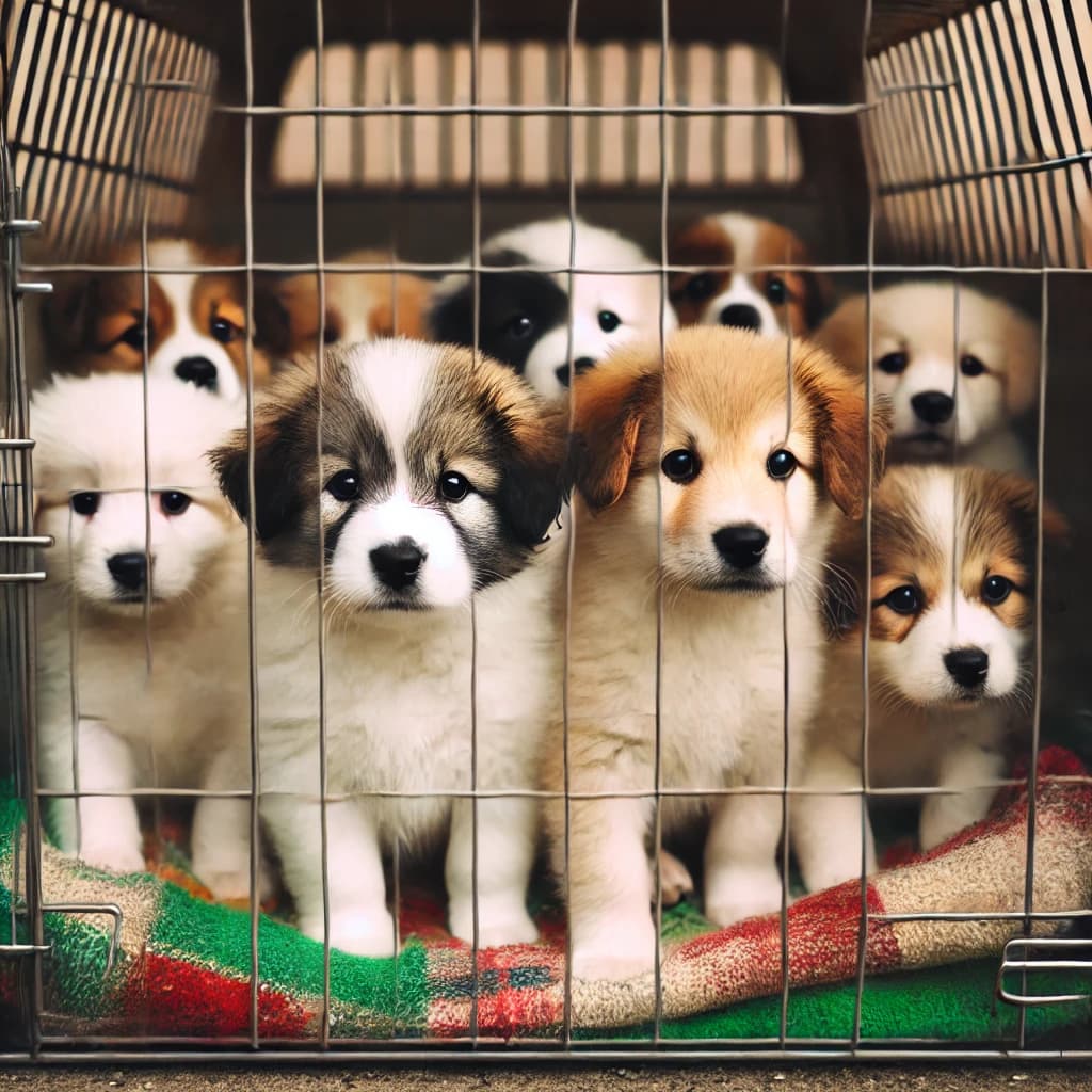 保護を待つ子犬たち