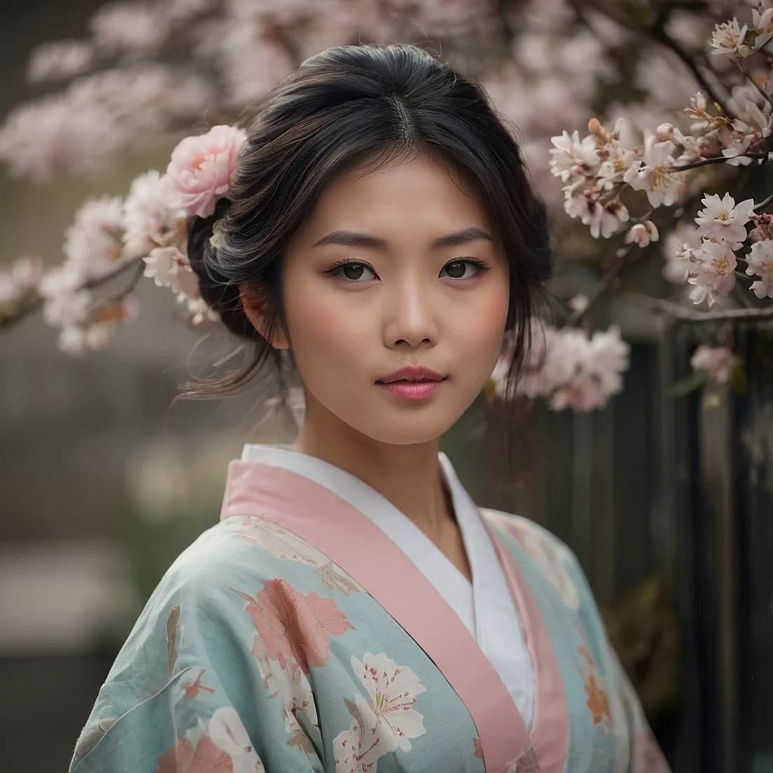 着物を着た日本人女性