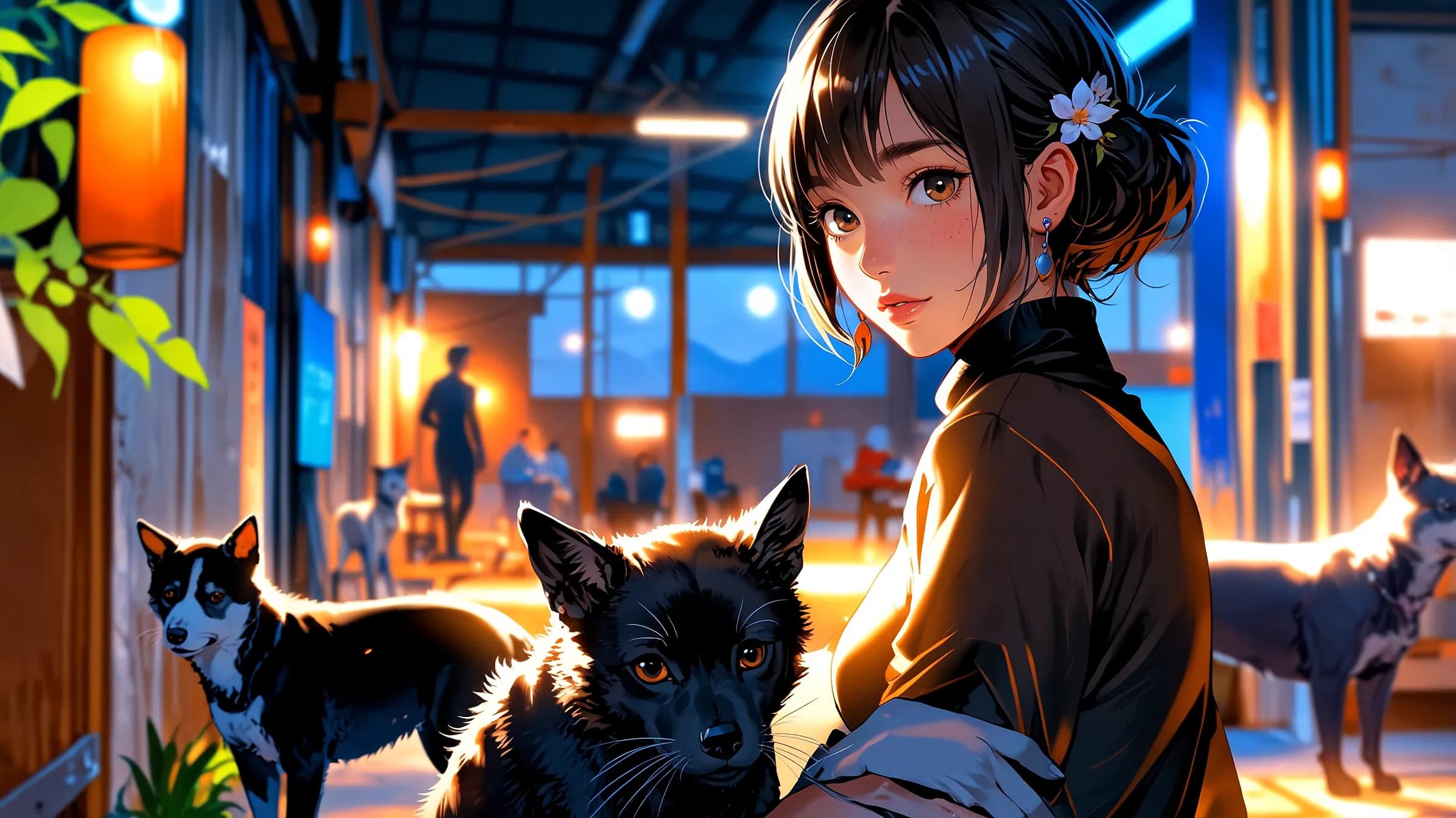 動物保護をする女性