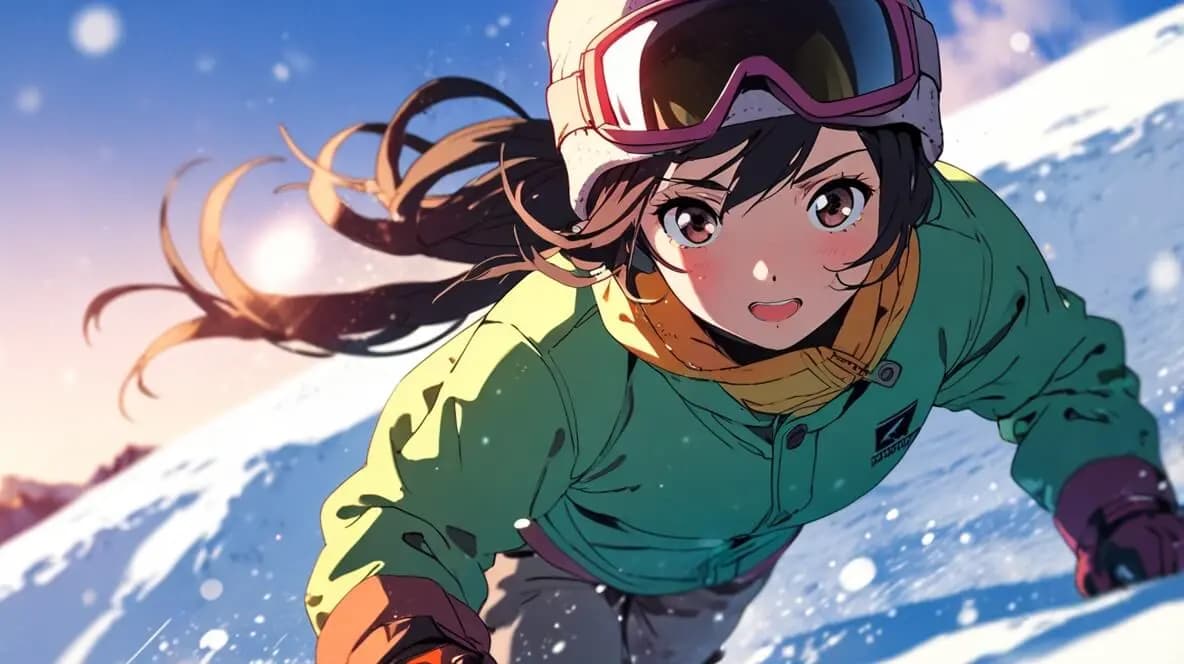 スノーボードを楽しむ女性