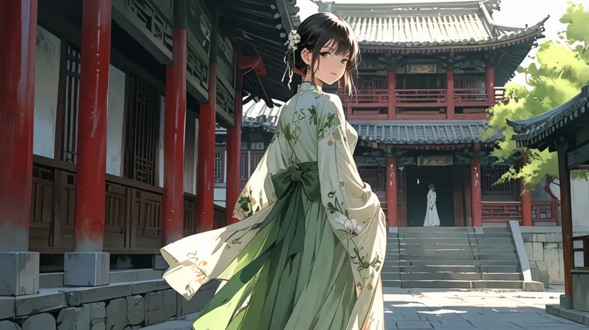 中国の民族衣装、漢服を着る女性