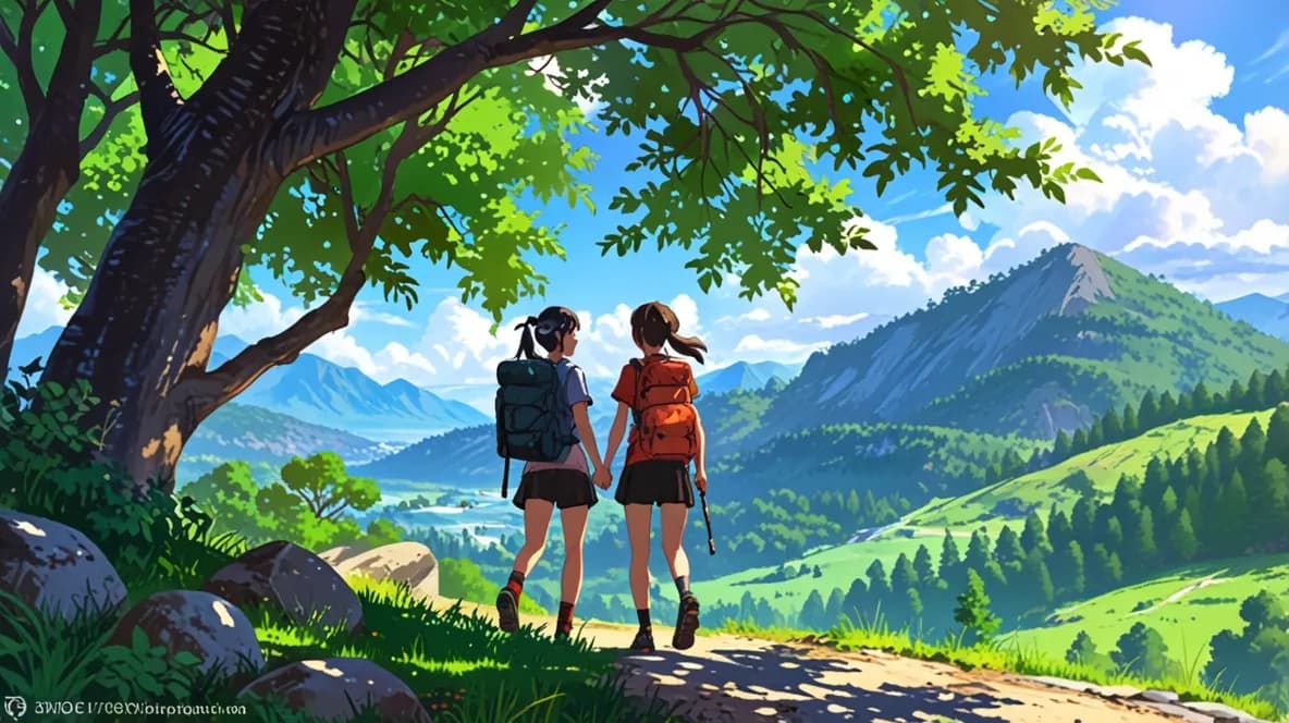 山登りをする女性