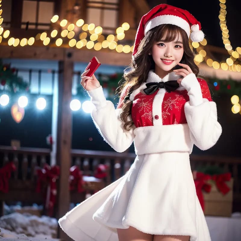 サンタっぽいコスチュームの女性