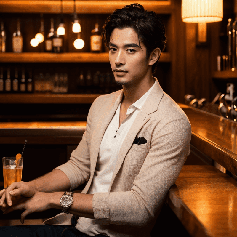 バーでゆっくりと時間を楽しむ大人の男