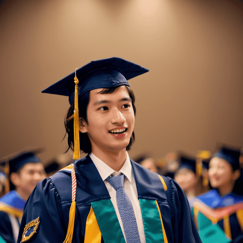 卒業式のセレモニーに参加する男性