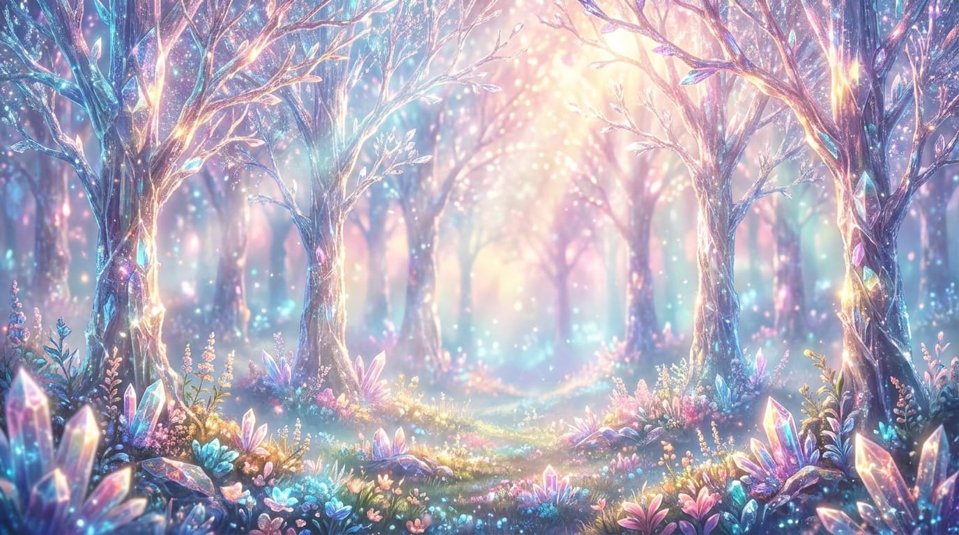 ネガティブプロンプトで実現する高品質デジタルアート:幻想的なクリスタルの森