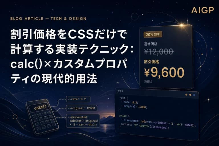 CSSだけで割引価格を計算するcalc()×カスタムプロパティ実装作例