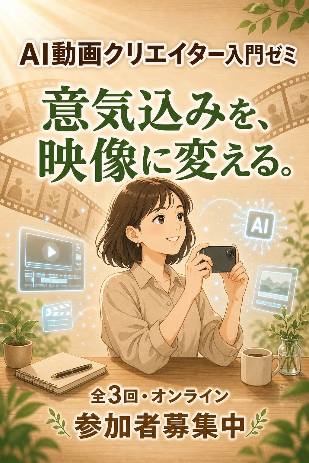 AI動画クリエイター入門ゼミ|縦型LP作例とプロンプト