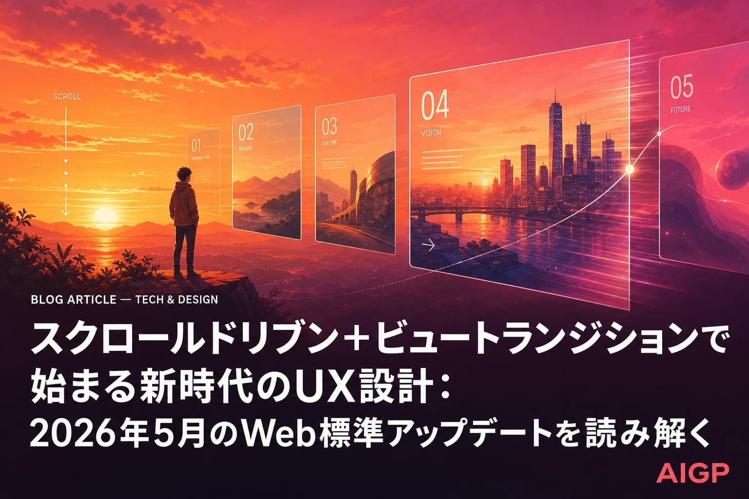 スクロールドリブン×ビュートランジション:2026年Web標準CSS作例とプロンプト