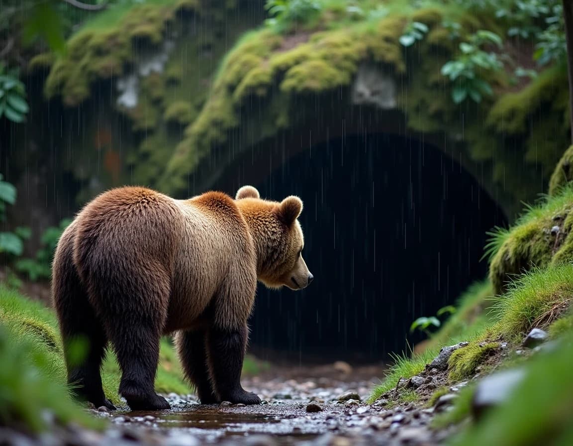 雨上がり、熊の洞窟