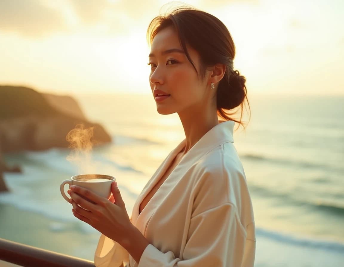 朝の光、白い絹