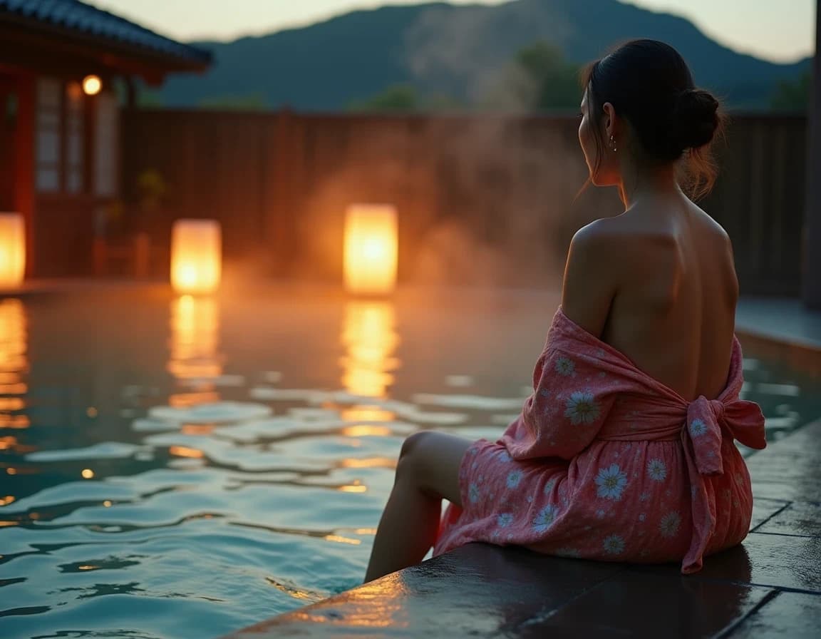 Steam and Lanterns — A Soak at Dusk