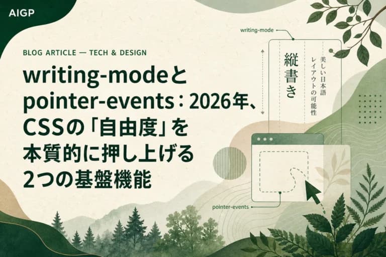 writing-modeとpointer-events:2026年、CSSの「自由度」を本質的に押し上げる2つの基盤機能