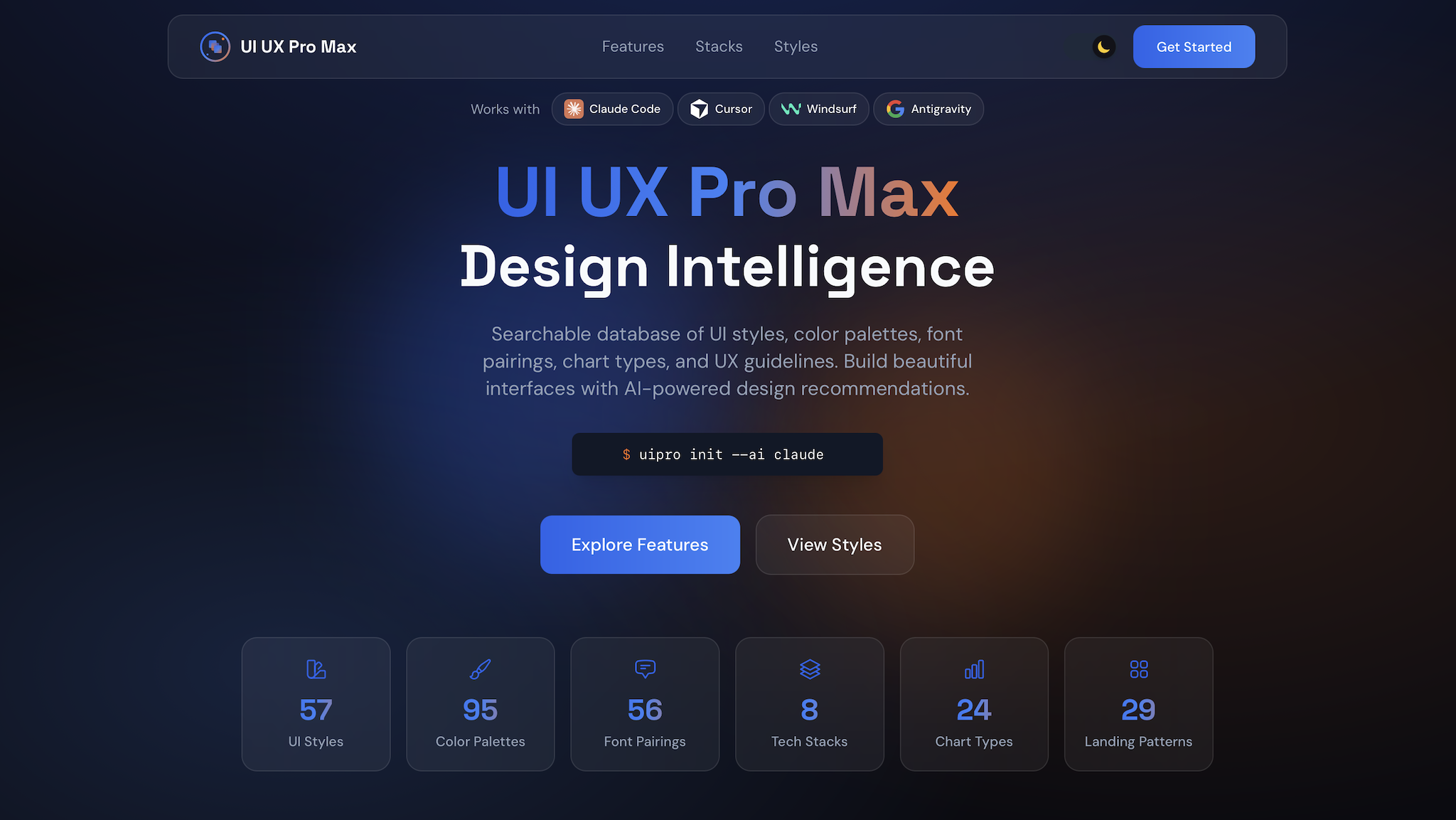 UI UX Pro Max 公式サイトのスクリーンショット