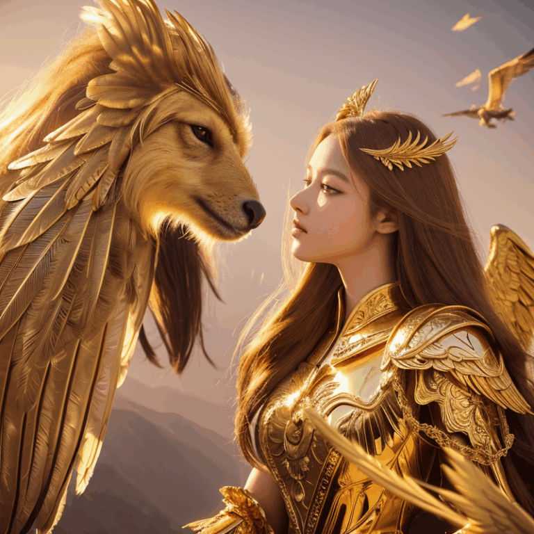 美女×犬型モンスターのAI画像|ファンタジー作例プロンプト