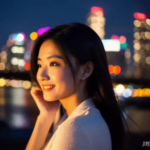 夜景を見ている女性の横顔